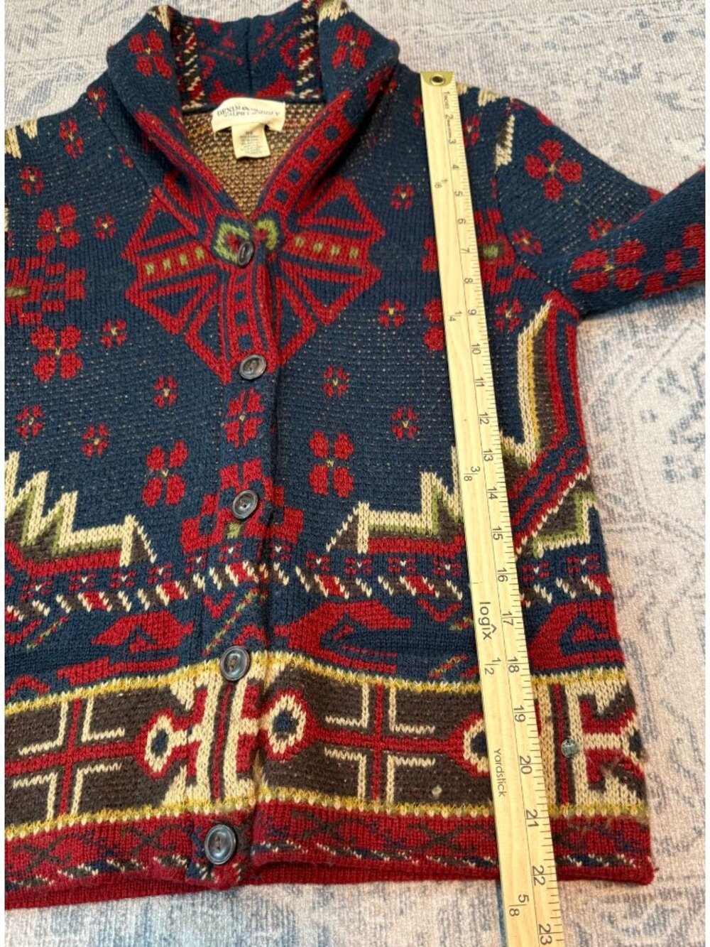 Ralph Lauren Denim & Supply Aztec Southwestern Cardigan Sweater Medium Wool Cozy - Picture 8 of 9
